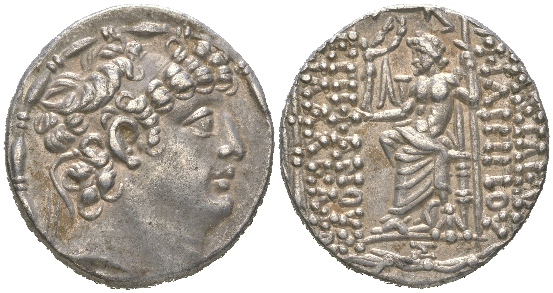 Государство Селевкидов тетрадрахма 95-76 гг. до н.э. Филипп I Филадельф, голова царя/Зевс на троне, 15,67 гр Sear 7196 серебро 10-020-74