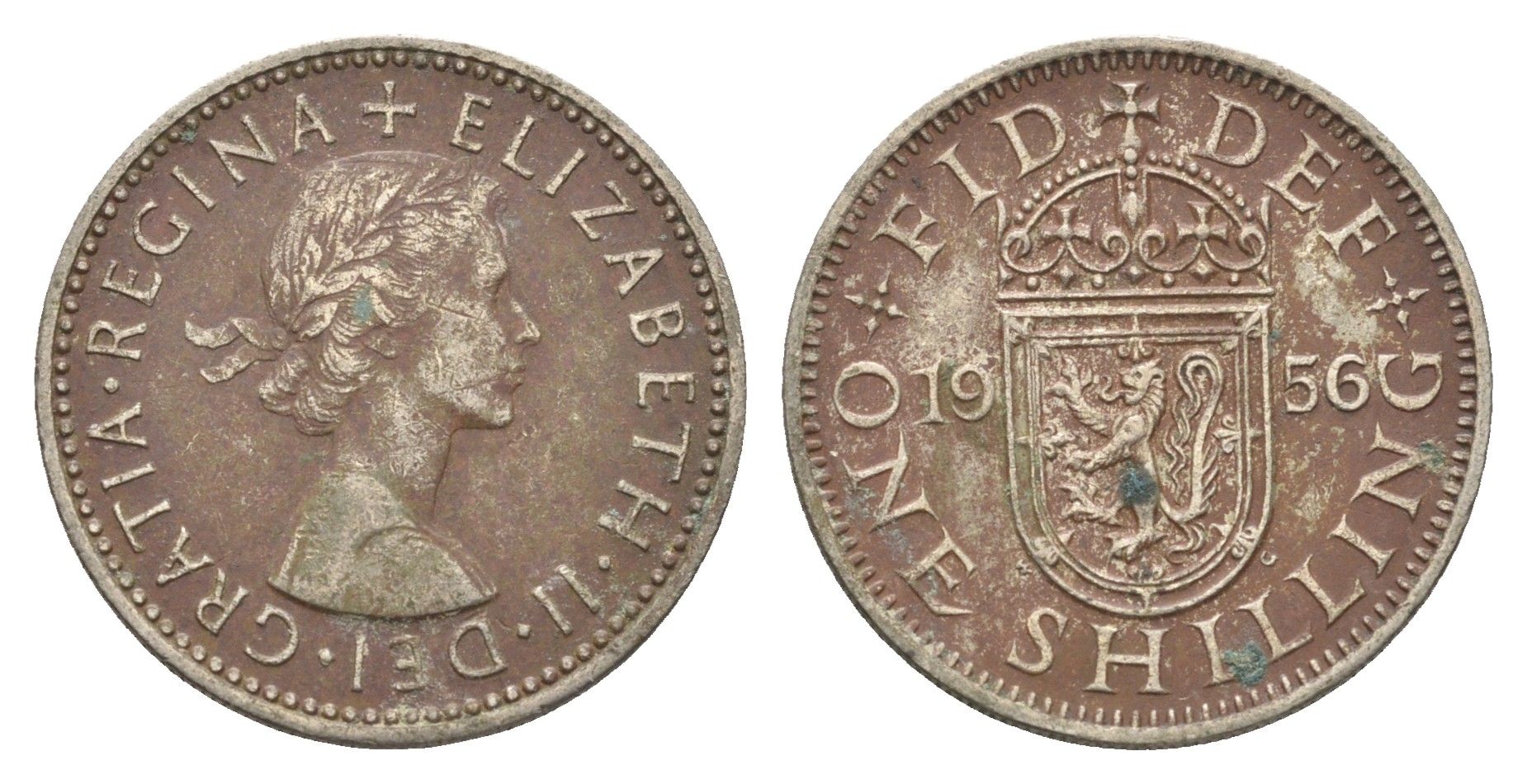 Великобритания 1 шиллинг 1953 Елизавета II (1952-2022), Шотландский герб KM 891, Spink 4140 медно-никель 4663-213