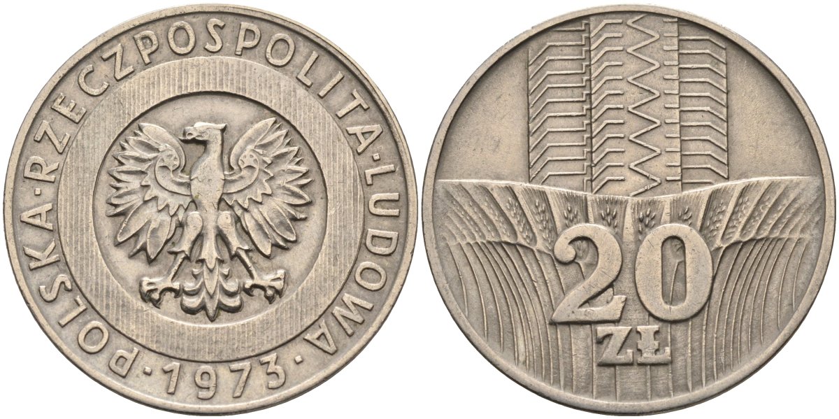 Польша 20 злотых 1973 монетный двор Кремница KM 67, Parchimowicz 245a медно-никель 75-342