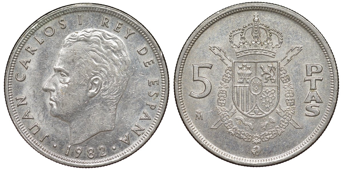 Испания 5 песета 1982 KM 823 медно-никель 4176-135