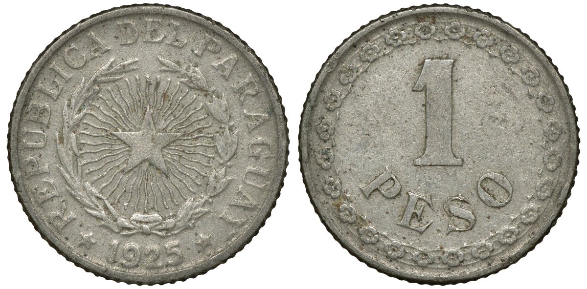 ПАРАГВАЙ 1 ПЕСО 1925 ГОД ТИП KM 13 медно-никель 72-732