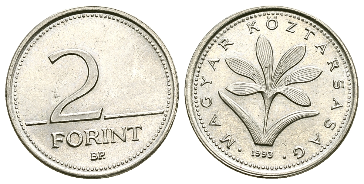 ВЕНГРИЯ 2 ФОРИНТА 1993 ВР KM 693 медно-никель 4385-814