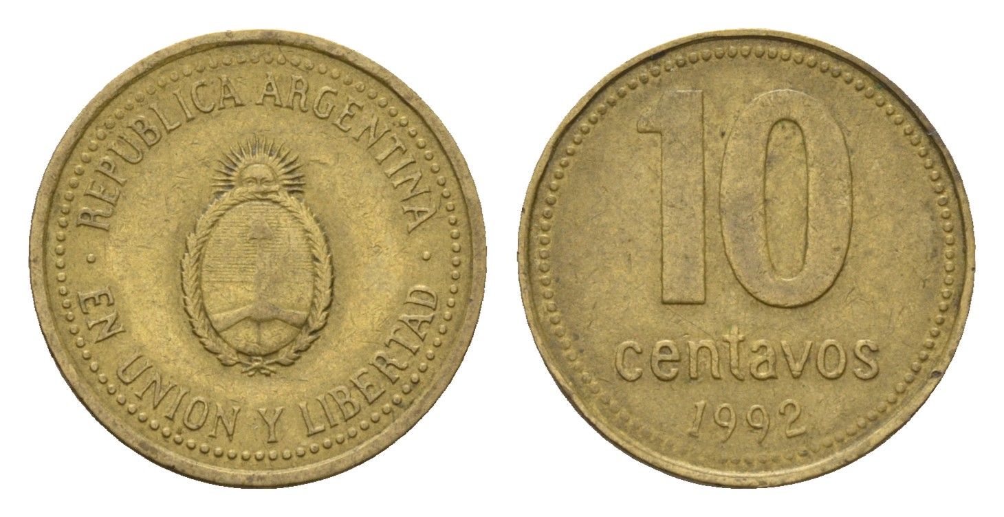 Аргентина 10 сентаво 1992 KM 107 алюминиевая бронза 4702-527
