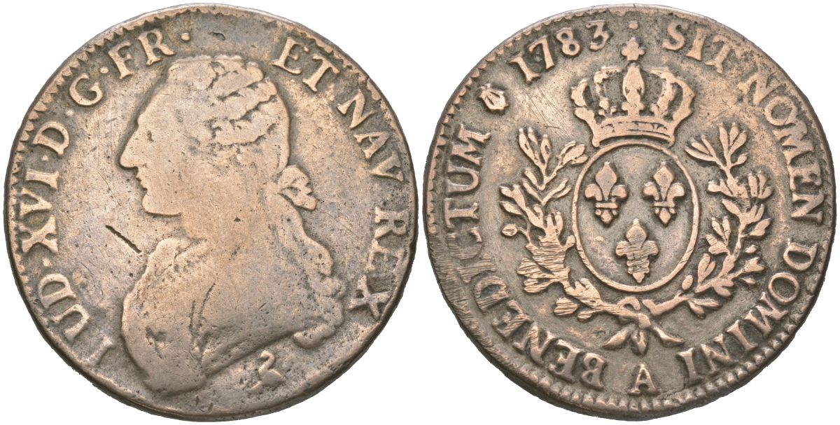 Франция КОПИЯ 1 экю 1782 KM 564 белый металл 63-122