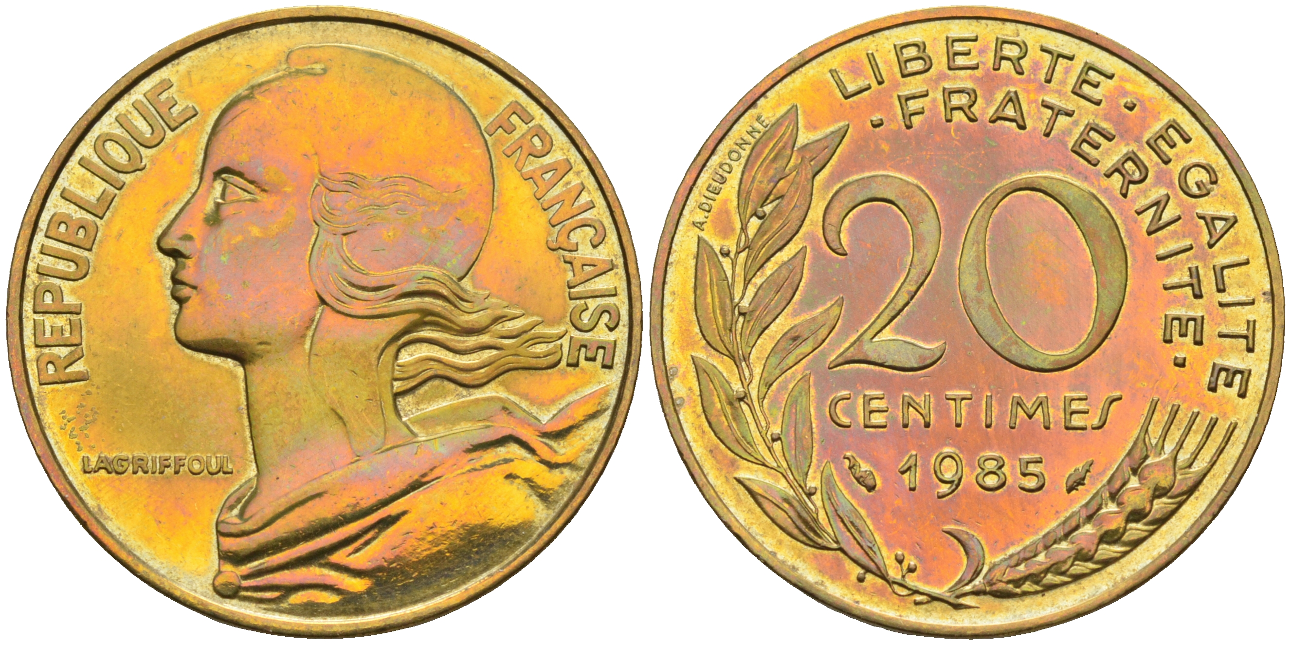 Франция 20 сантимов 1985 тип Marianne KM 930 медь алюминий никель    4177-125