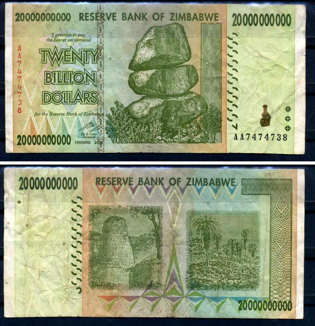 Зимбабве 20000000000 долларов 2008 Pick 86 бумага 8613-29-2-1