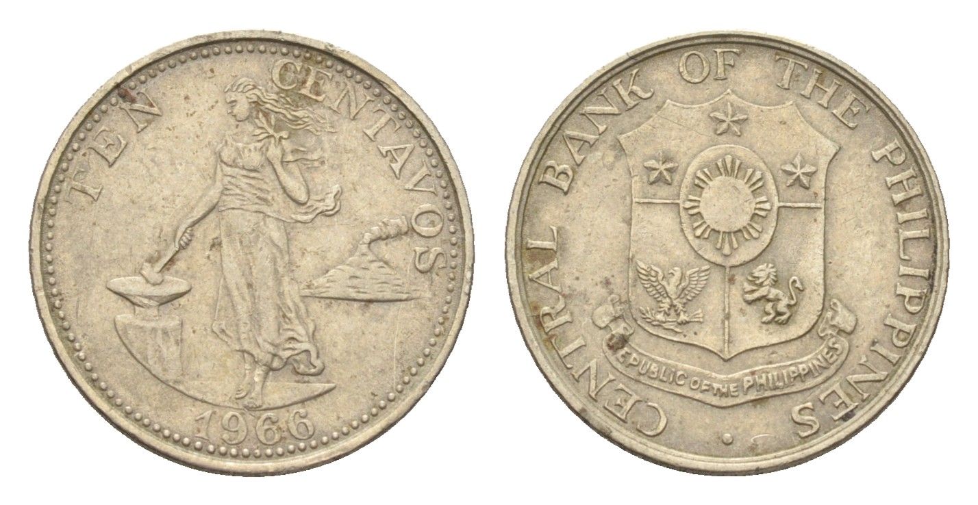 Филиппины 10 сентаво 1966 KM 188 медь цинк никель 4668-665