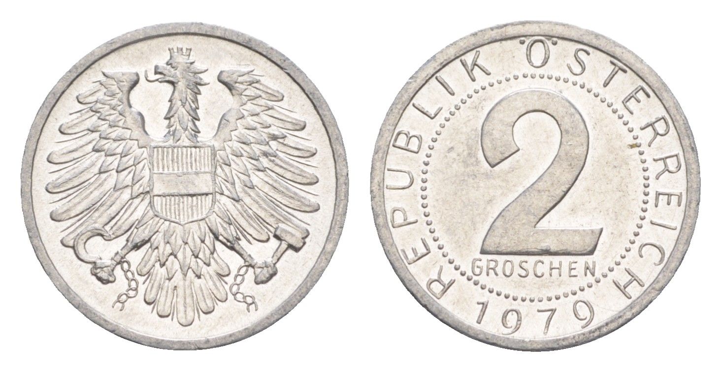 Австрия 2 гроша 1979 KM 2876 алюминий UNC 4564-914