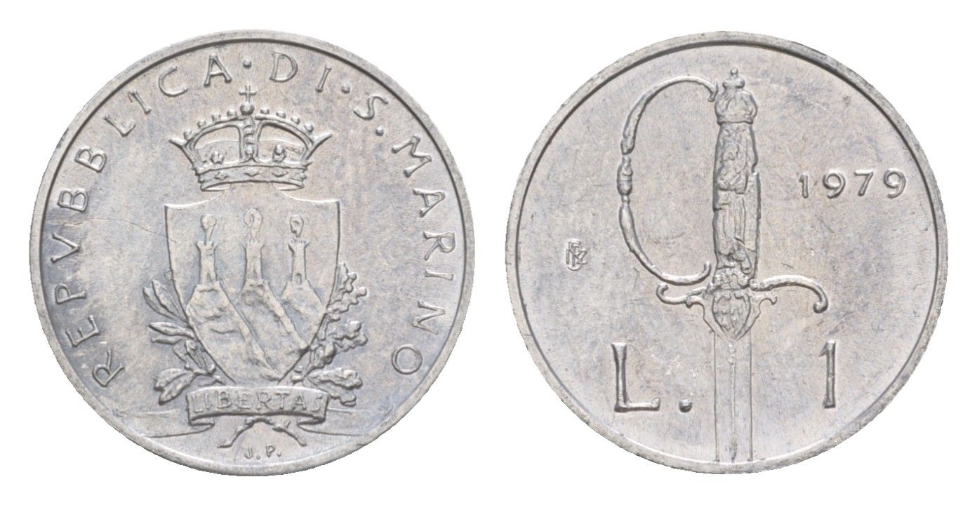 Сан-Марино 1 лира 1979 Институциональные органы государства KM 89 алюминий UNC 4647-223