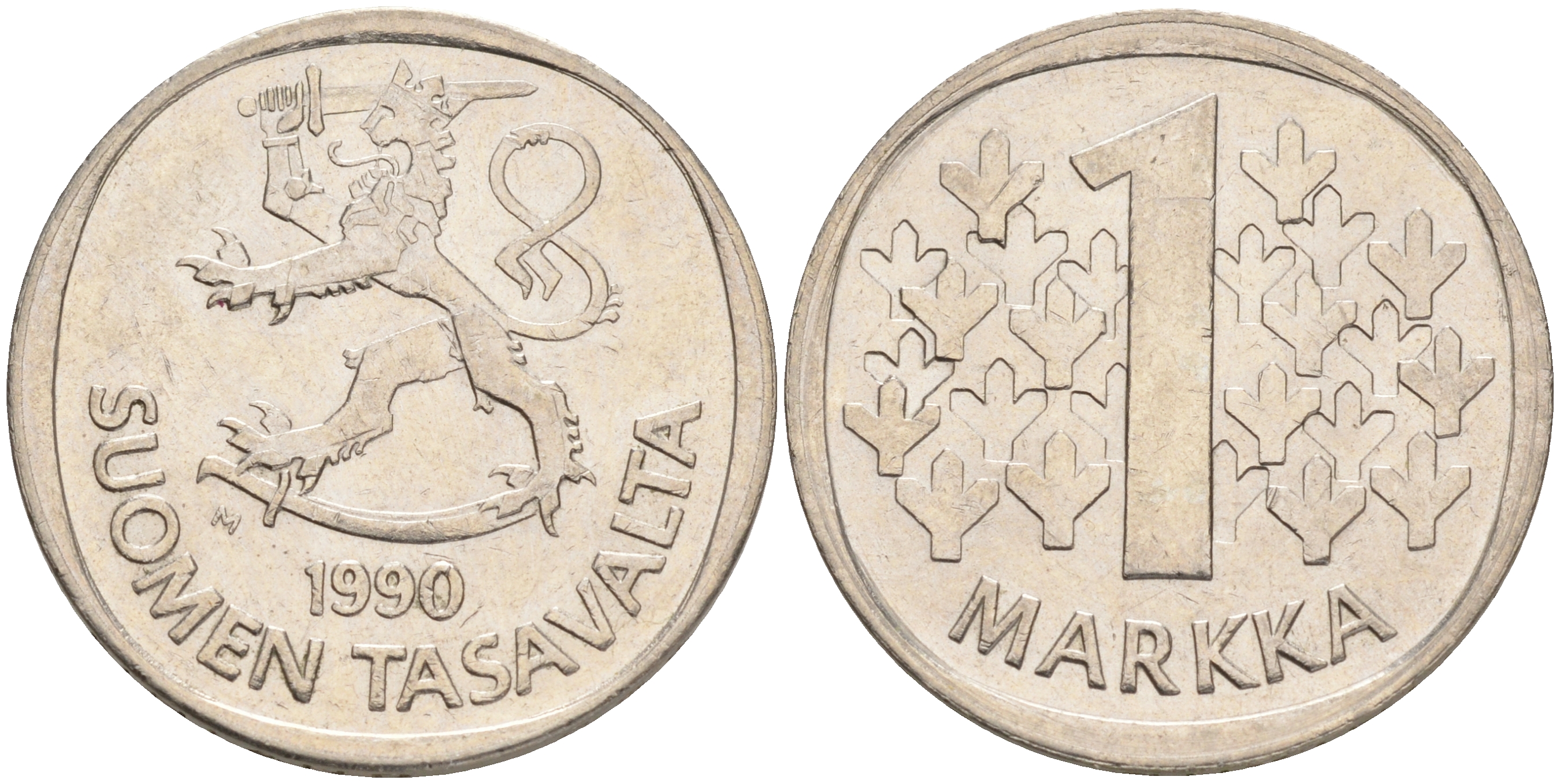 ФИНЛЯНДИЯ 1 МАРКА 1990 M KM 49а медно-никель 4556-844