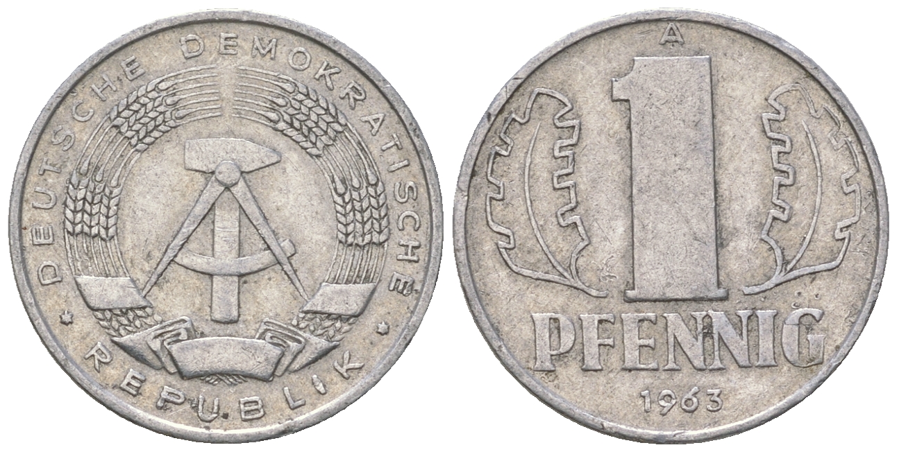 ГДР 1 пфенниг 1963 А KM 8.1 алюминий 3458-268