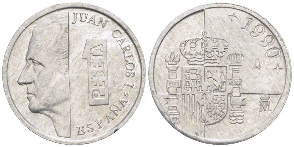 ИСПАНИЯ 1 ПЕСЕТА 1990 ХУАН КАРЛОС I (1975-) KM 832 алюминий 214-112