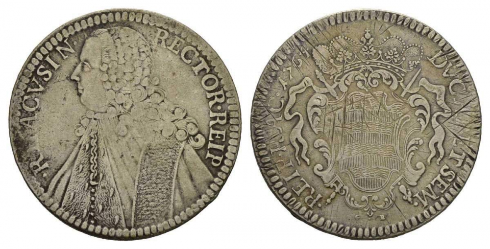 Хорватия, Рагуза Дубровник 1 талеро 1764 Dav. 1639, KM 18 серебро 00-809-54