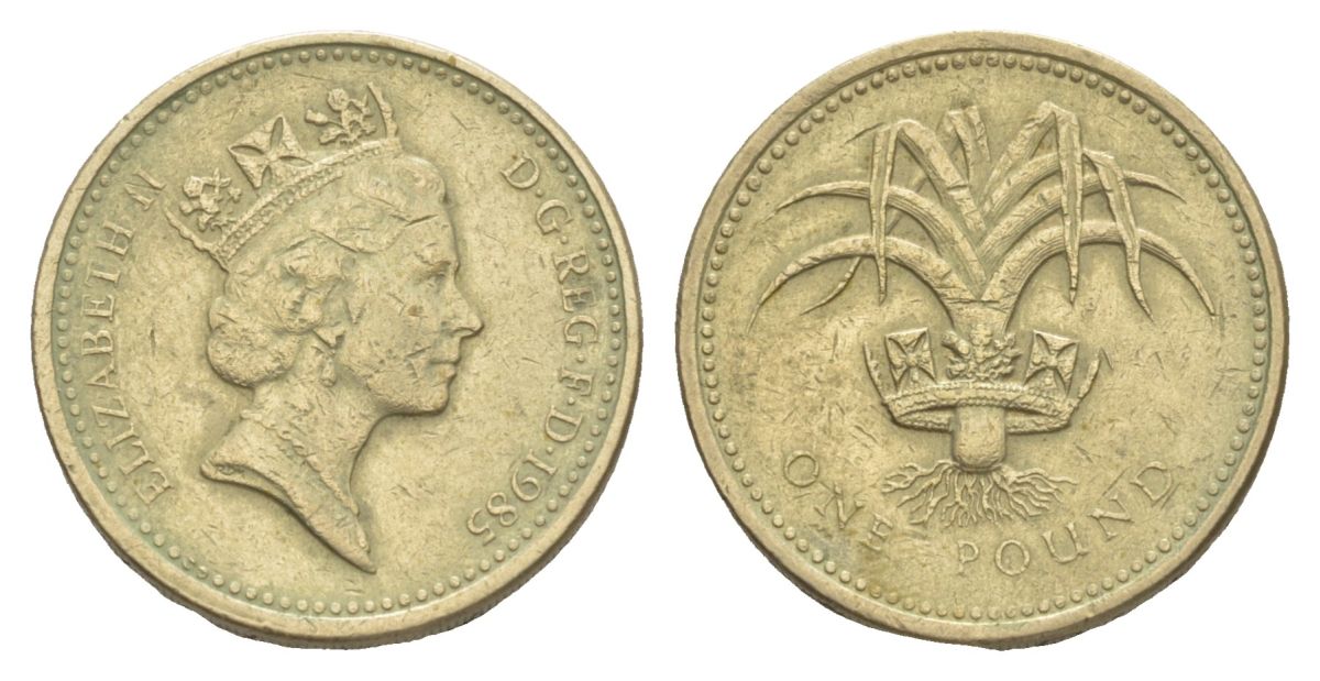 Великобритания 1 фунт 1985 Елизавета II (1952-2022) KM 941, Spink 4331 никель латунь 4633-826