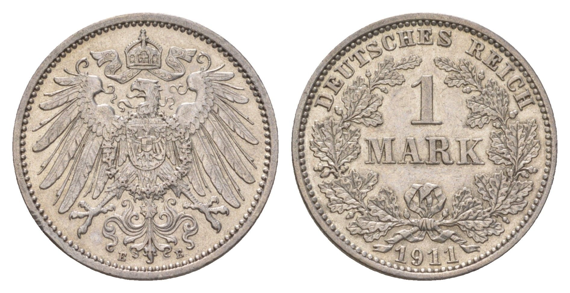 Германия 1 марка 1911 E, Вильгельм II (1888-1918) KM 14, J. 17 серебро 4626-222