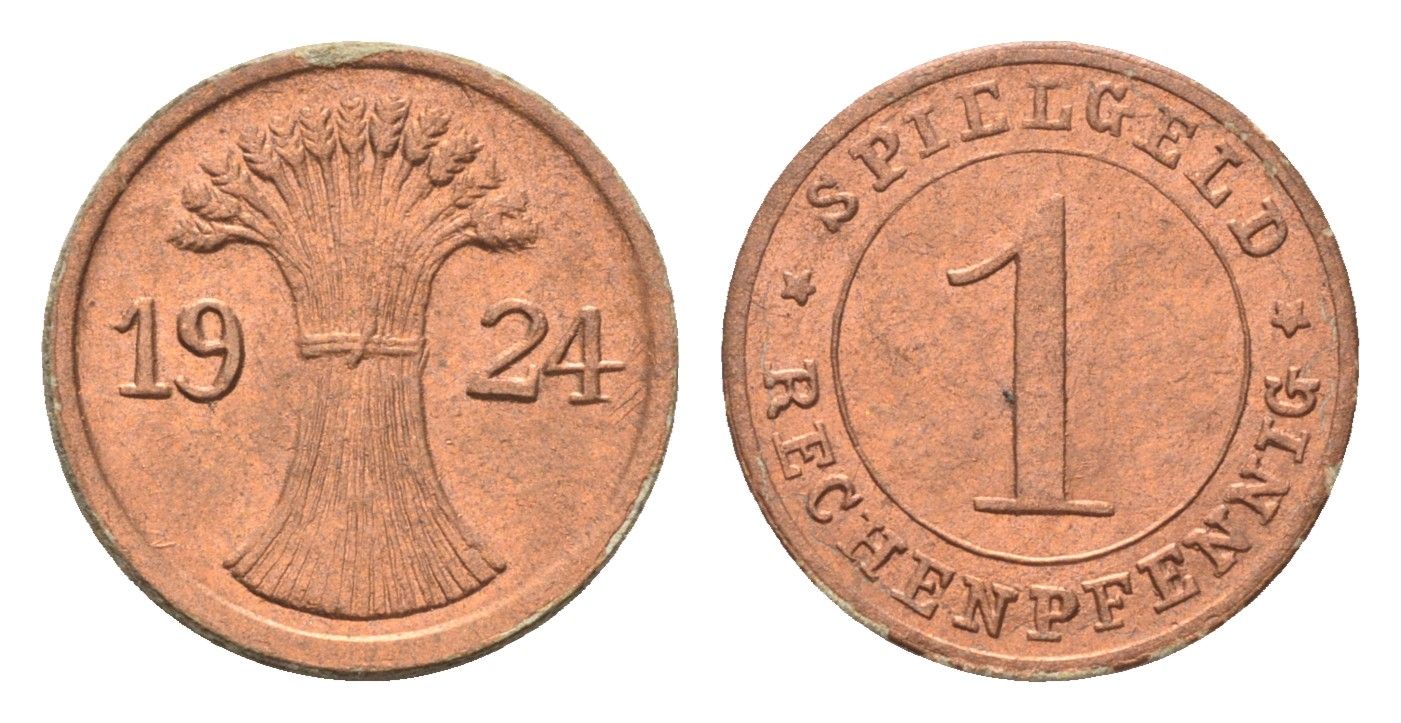 Германия игровой жетон в 1 рентенпфенниг 1924 диаметр 17 мм картон 4702-932