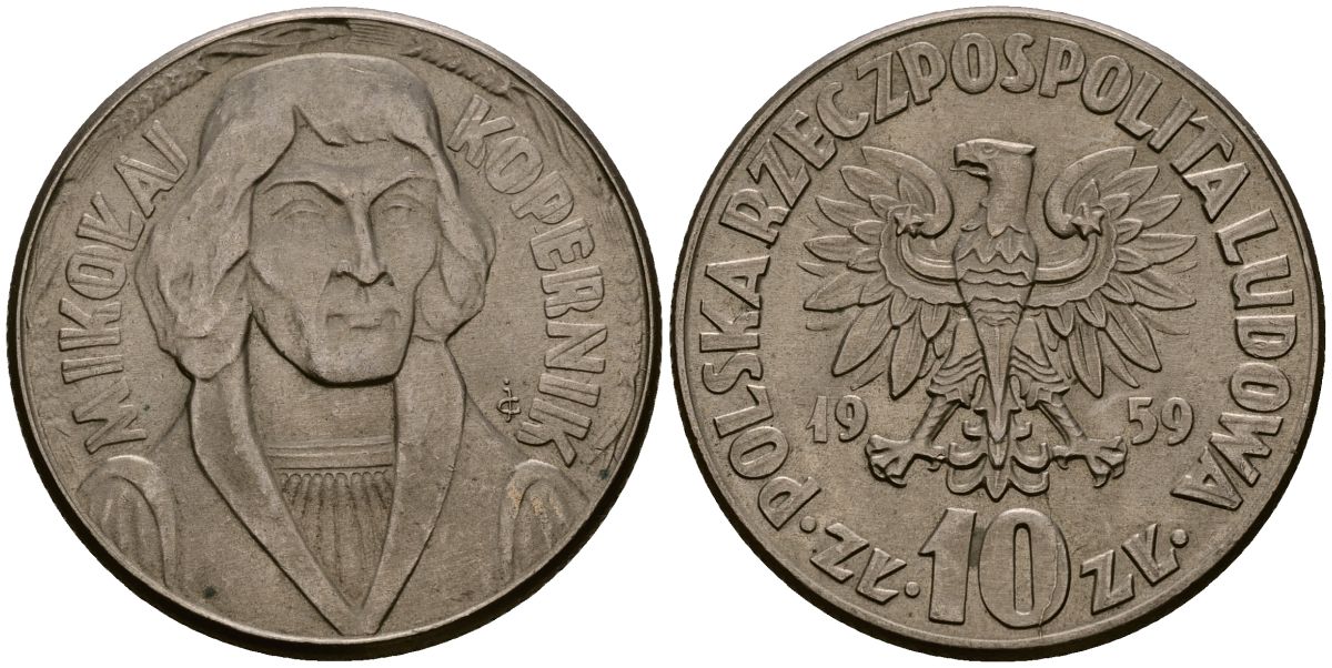 Польша 10 злотых 1959 Николай Коперник Y 51 медно-никель 4168-733