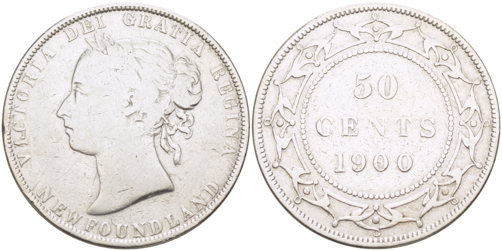 Ньюфаундленд 50 центов 1900 Виктория (1837-1901) KM 6 серебро 650-1211