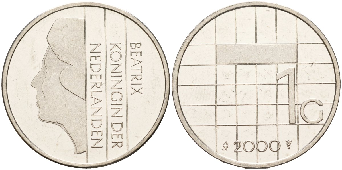 Нидерланды 1 гульден 2000 Беатрикс (1980-2013) KM 205 никель 4143-1221