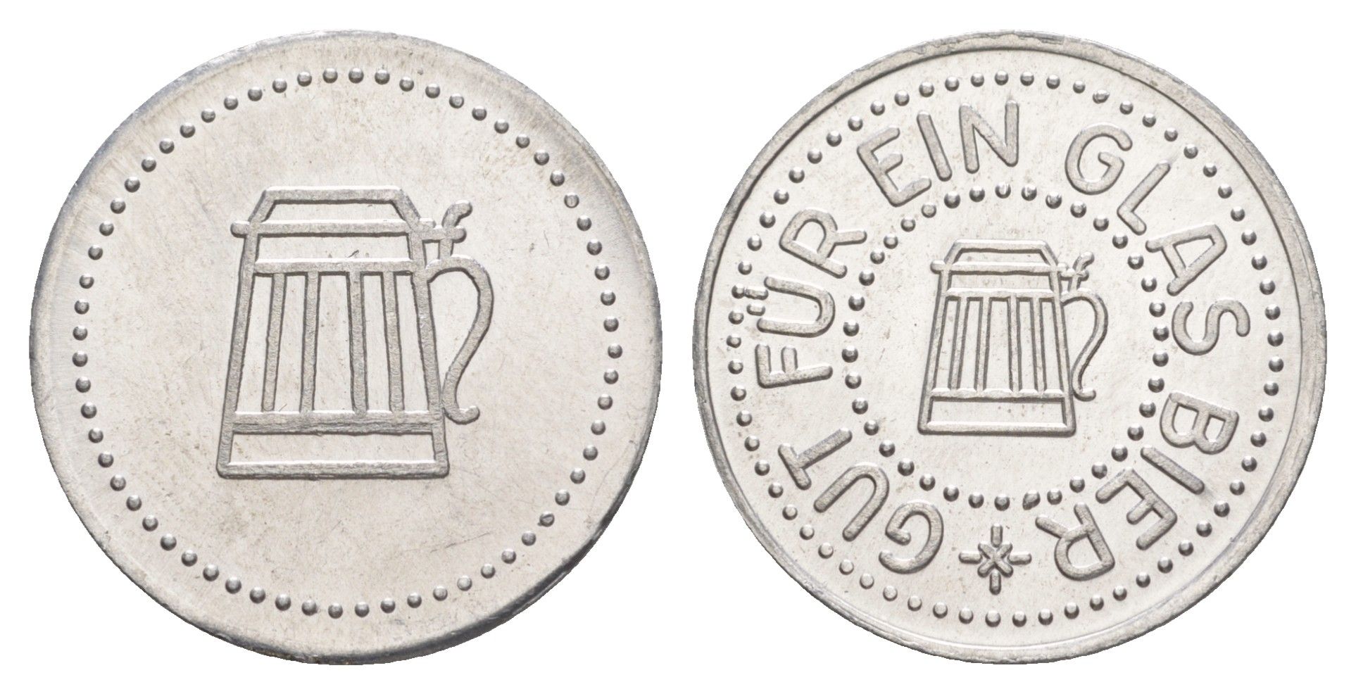 Германия жетон в 1 "стакан пива" ND диаметр 24 мм, вес 1,1 гр алюминий UNC 4638-835