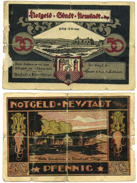 Германия, Нойштадт-ам-Рюбенберге 50 пфеннигов 1922 1 мая 1921 - 1 Февраля 1922, нотгельд, номер 4, земля Нижняя Саксония Grabowski 967.1  бумага  7221-13-2-1