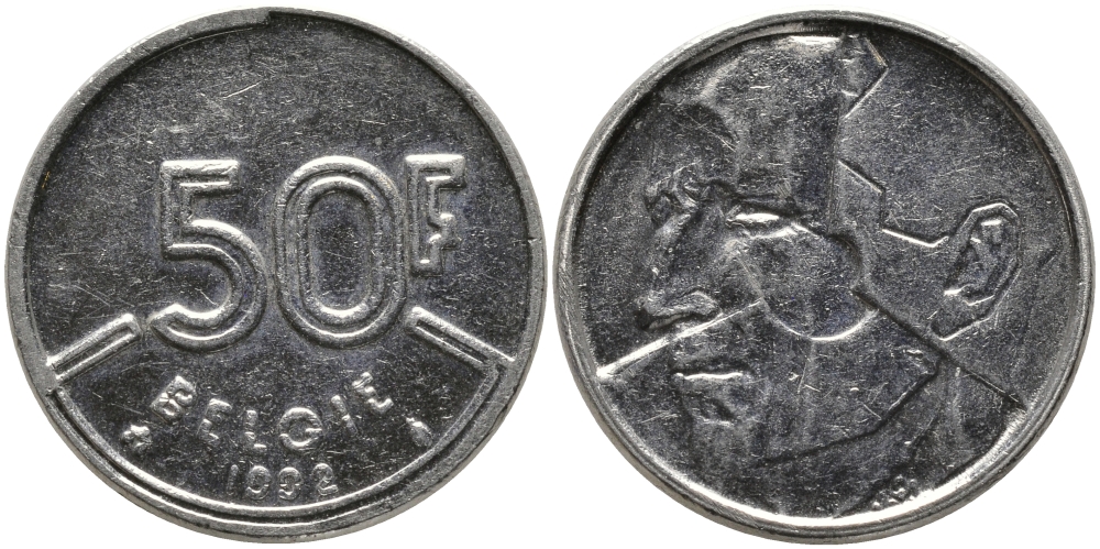 БЕЛЬГИЯ 50 ФРАНКОВ 1992 BELGIE, БОДУЭН I (1951-1993) KM 169 никель 65-1155