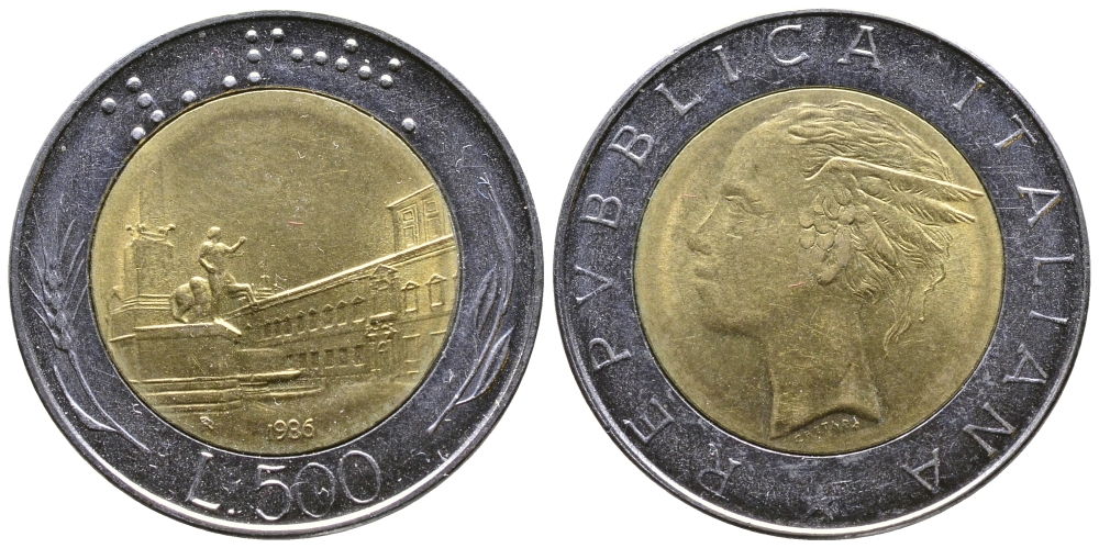 Италия 500 лир 1986 R KM 111 биметалл 259-741