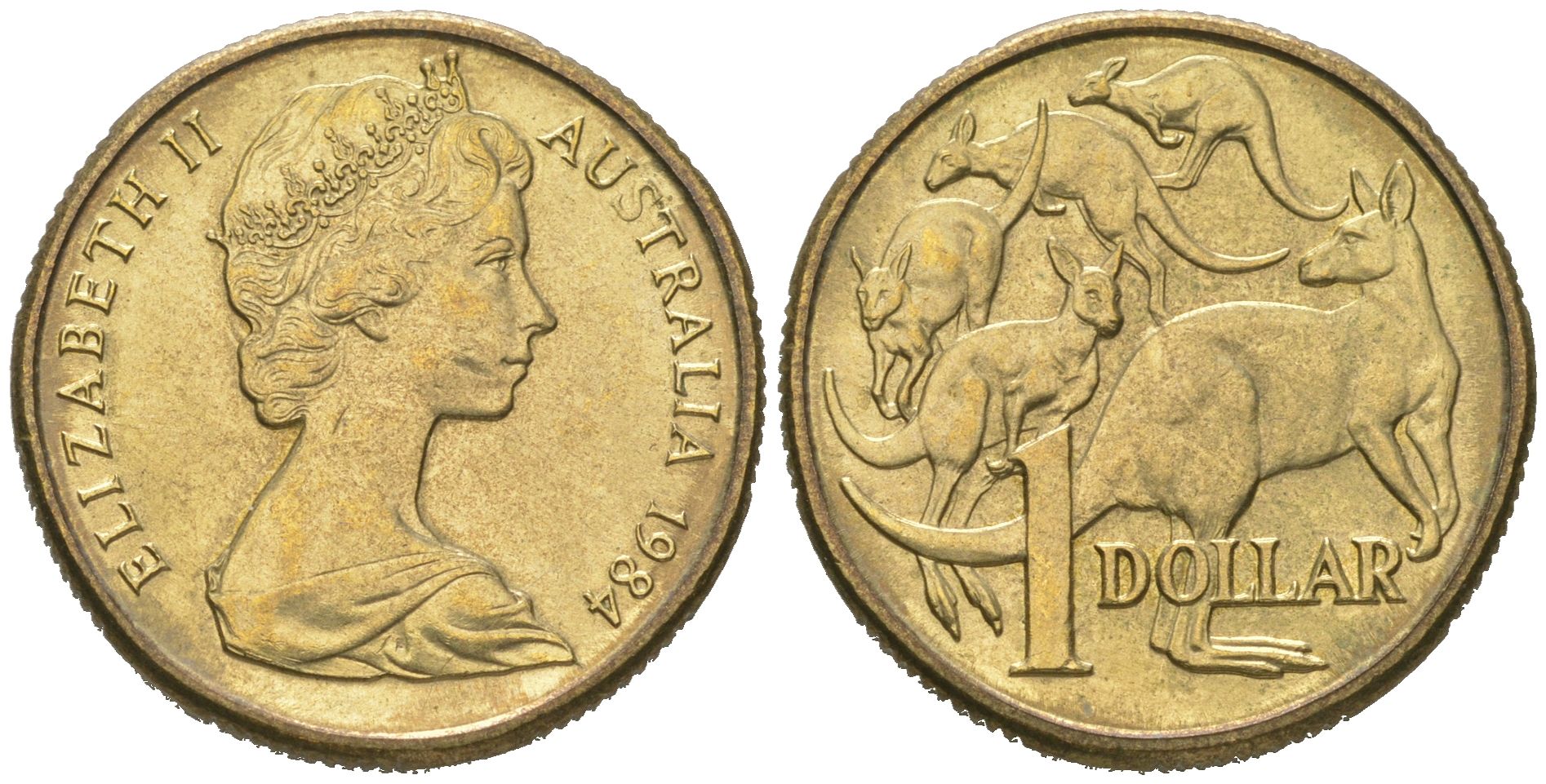 Австралия 1 доллар 1984 Елизавета II (1952-2022), кенгуру KM 77 алюминиевая бронза UNC 4619-1125