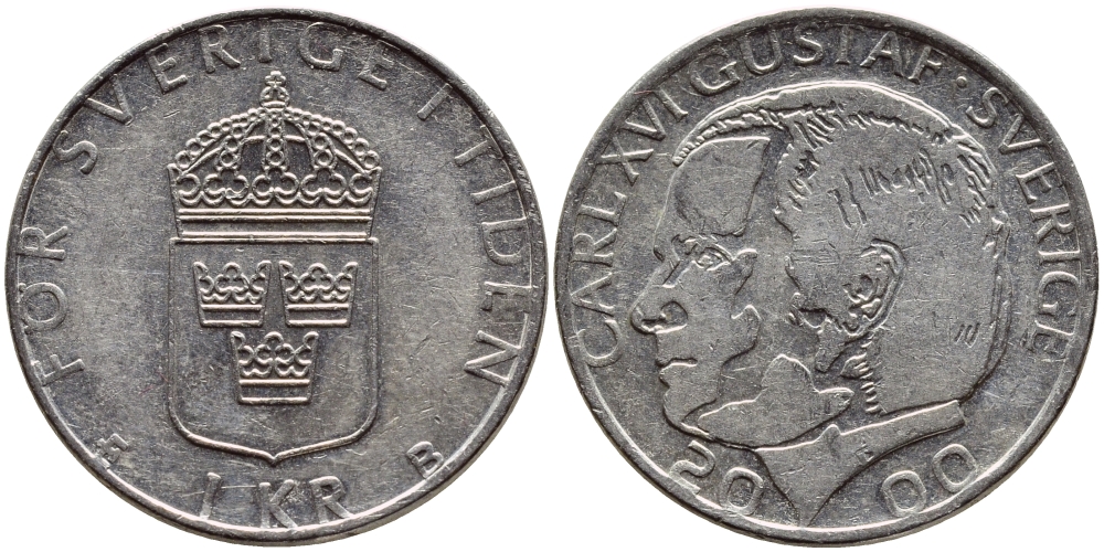 Швеция 1 крона 2000 Карл XVI Густав (1973- ) KM 852а медно-никель 4364-3341