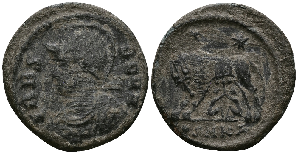 Римская Империя нуммий 332 - 333 Константин I Великий VRBS ROMA Кизик Very fine (степень редкости R4) RIC 105 бронза 1073-6-43