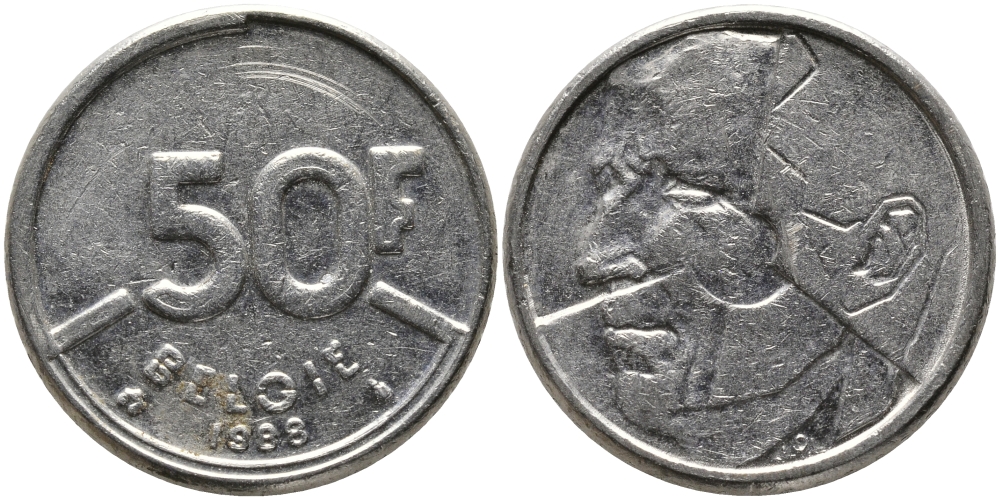 БЕЛЬГИЯ 50 ФРАНКОВ 1988 BELGIE KM 169 никель 65-1156