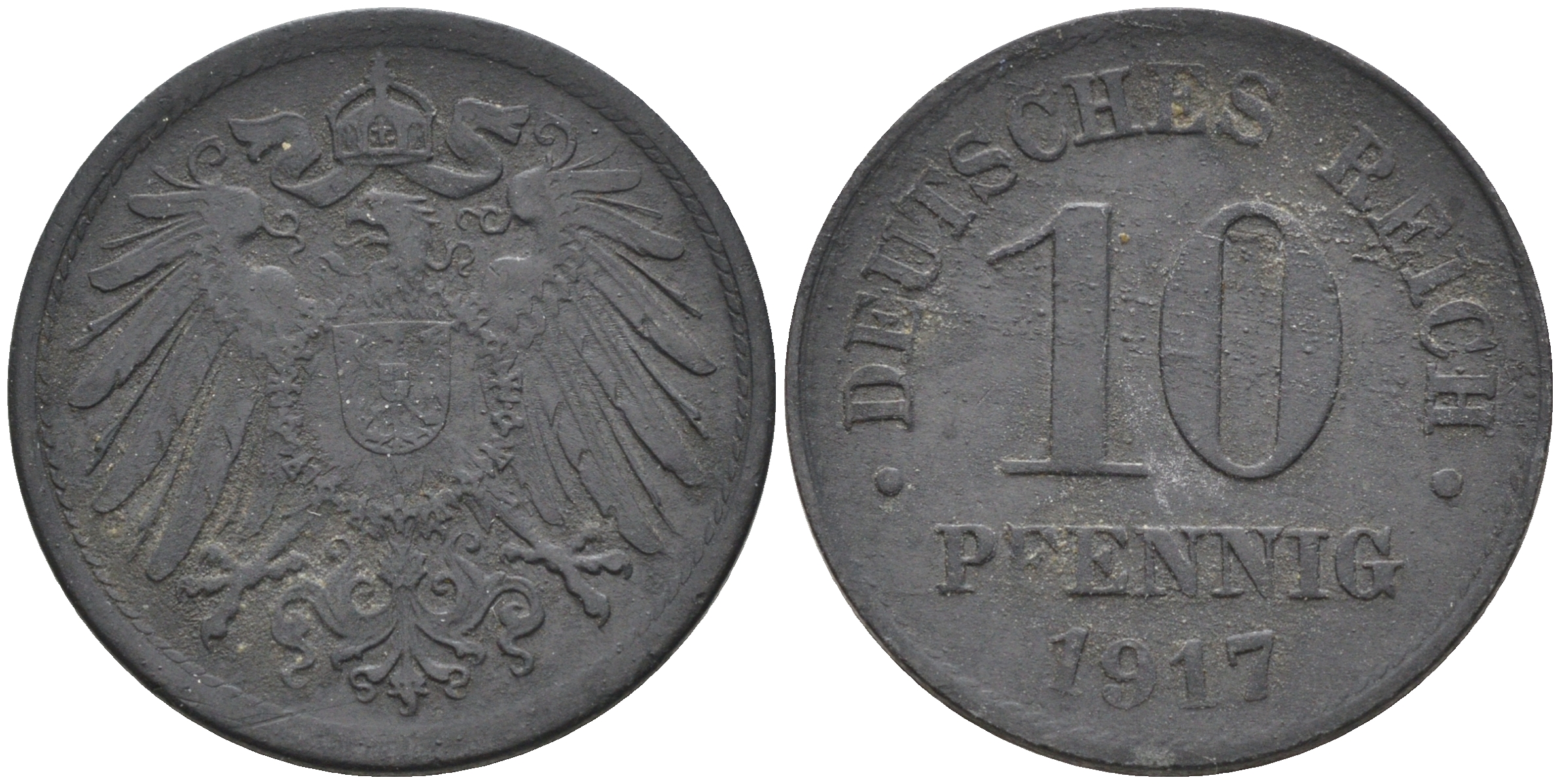 Германия 10 пфеннигов 1917  KM 26, J. 299 цинк 4116-544