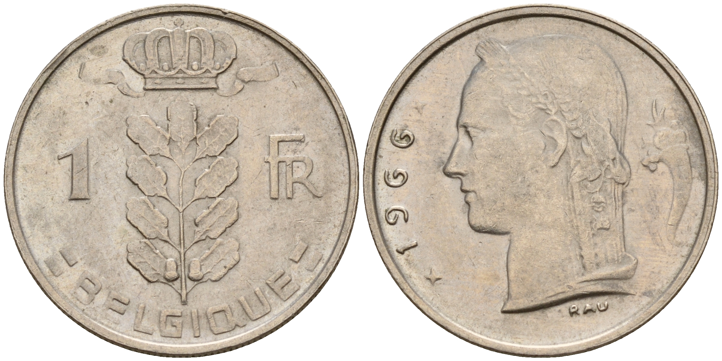 Бельгия 1 франк 1966 Belgique KM 142.1 медно-никель    4161-1243