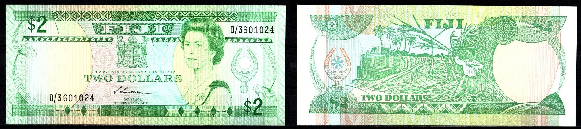 Фиджи 2 доллара ND (1988) Pick 87 бумага UNC (пресс) 8608-14-2-1