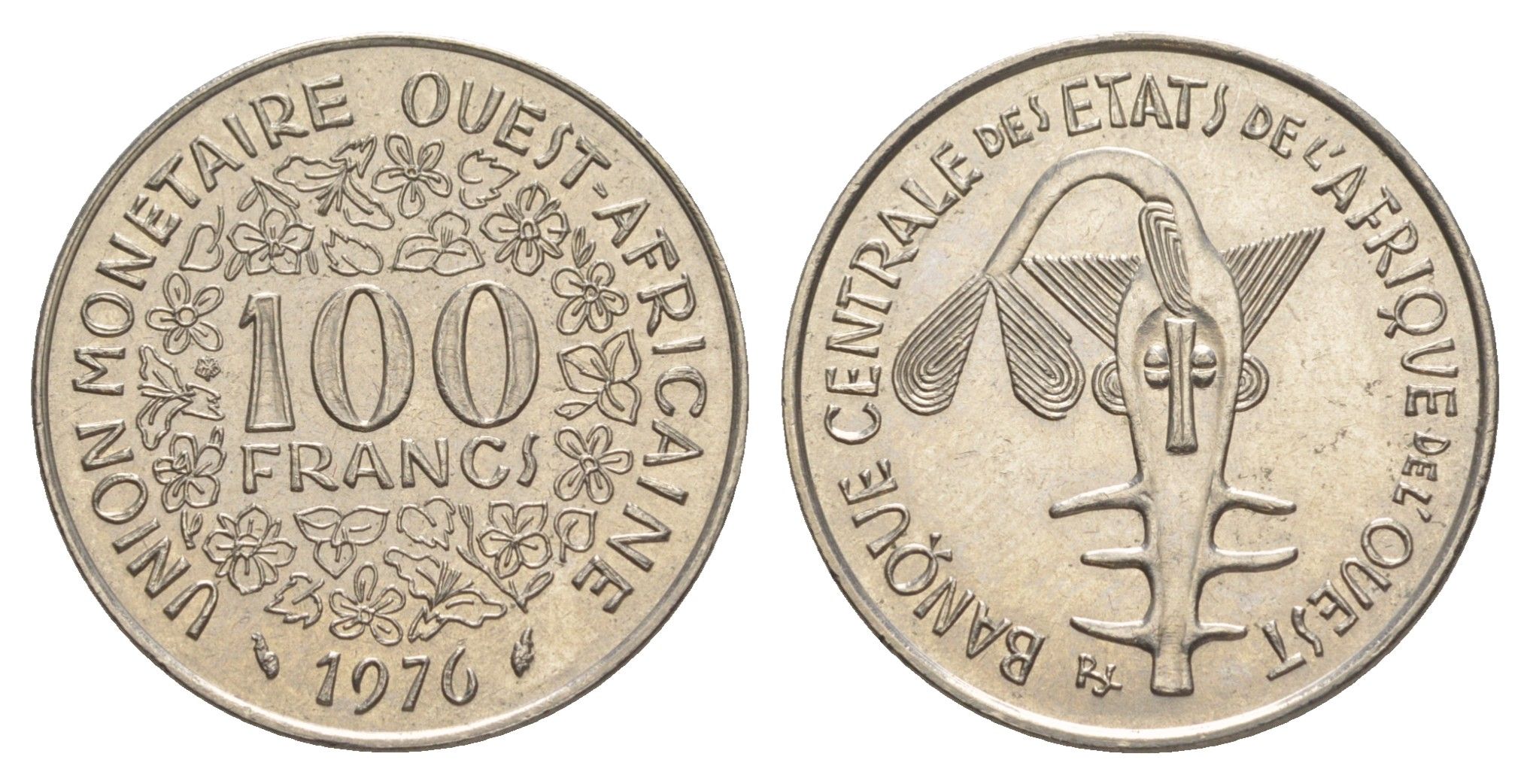 Западная Африка (BCEAO) 100 франков 1976 Центральный банк государств Западной Африки KM 4 никель UNC 4642-325
