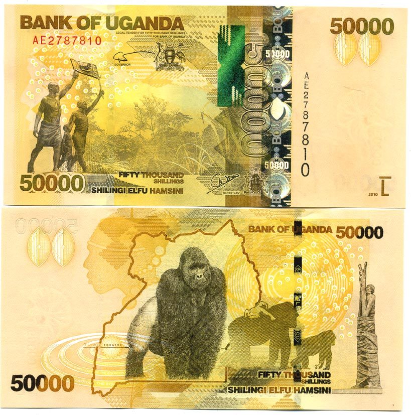 Уганда 50000 шиллингов 2010 горилла Pick 54 бумага UNC (пресс) 451-221-1