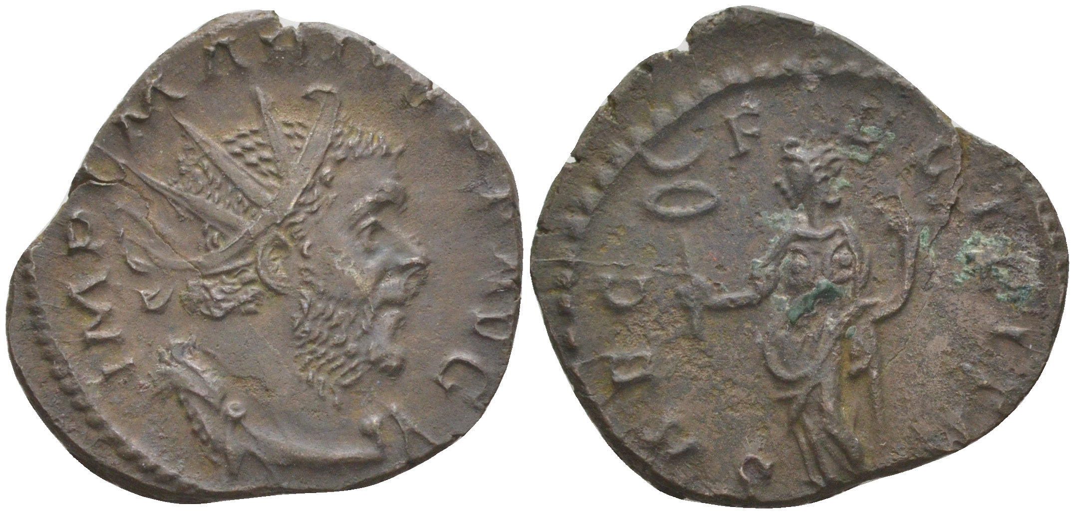 Римская Империя (императоры в Галлии) антониниан 269 МАРИЙ, бюст императора, IMP MARIVS PF AVG / Фелицитата, персонификация Счастья, SAEC FELICITAS, Колония Агриппины, RIC 10 биллон 1073-15-86