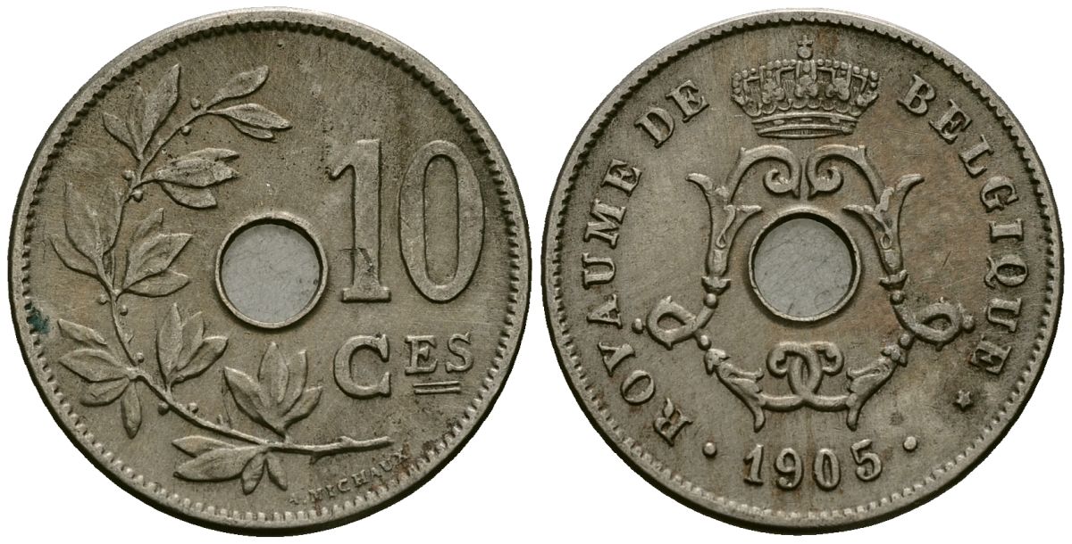 Бельгия 10 сантимов 1905 Belgique KM 52 медно-никель 4172-834