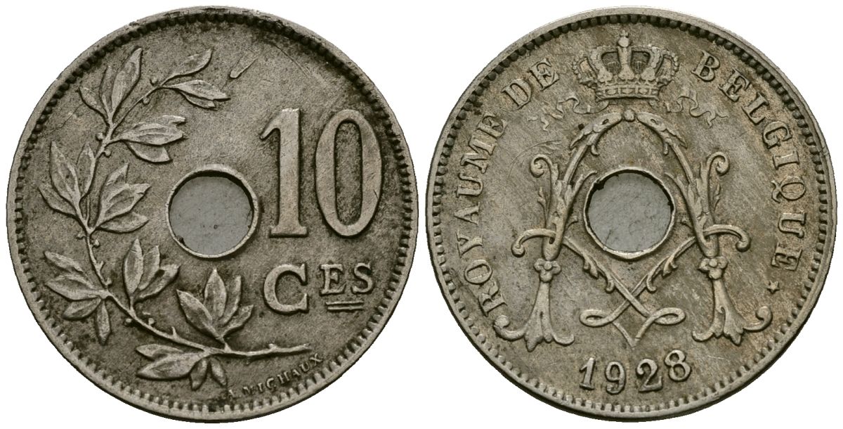 Бельгия 10 сантимов 1928 Belgique KM 85 медно-никель 4172-1034