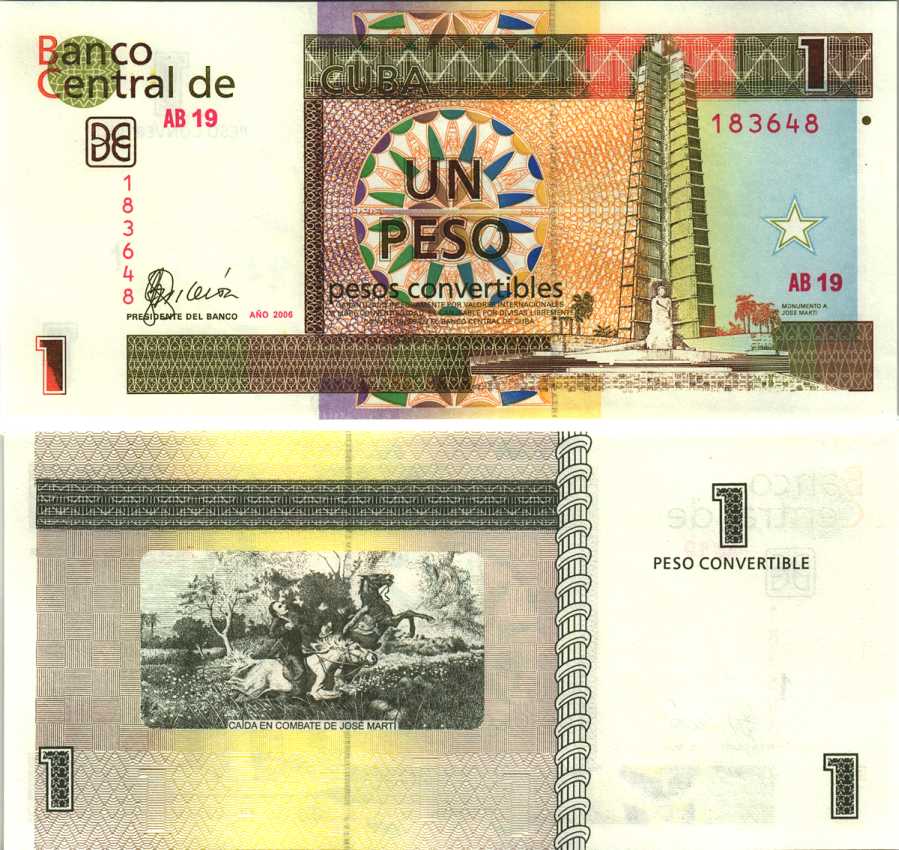 Куба, валютный сертификат 1 конвертируемое песо 2006 Мемориал Хосе Марти, Гавана Pick FX 46 бумага UNC (пресс) 7191-21-2-1