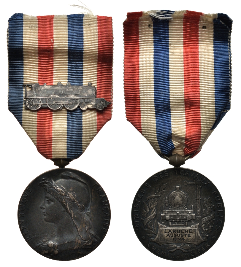 Франция медаль 1924 почетному железнодорожнику 1072-1-12