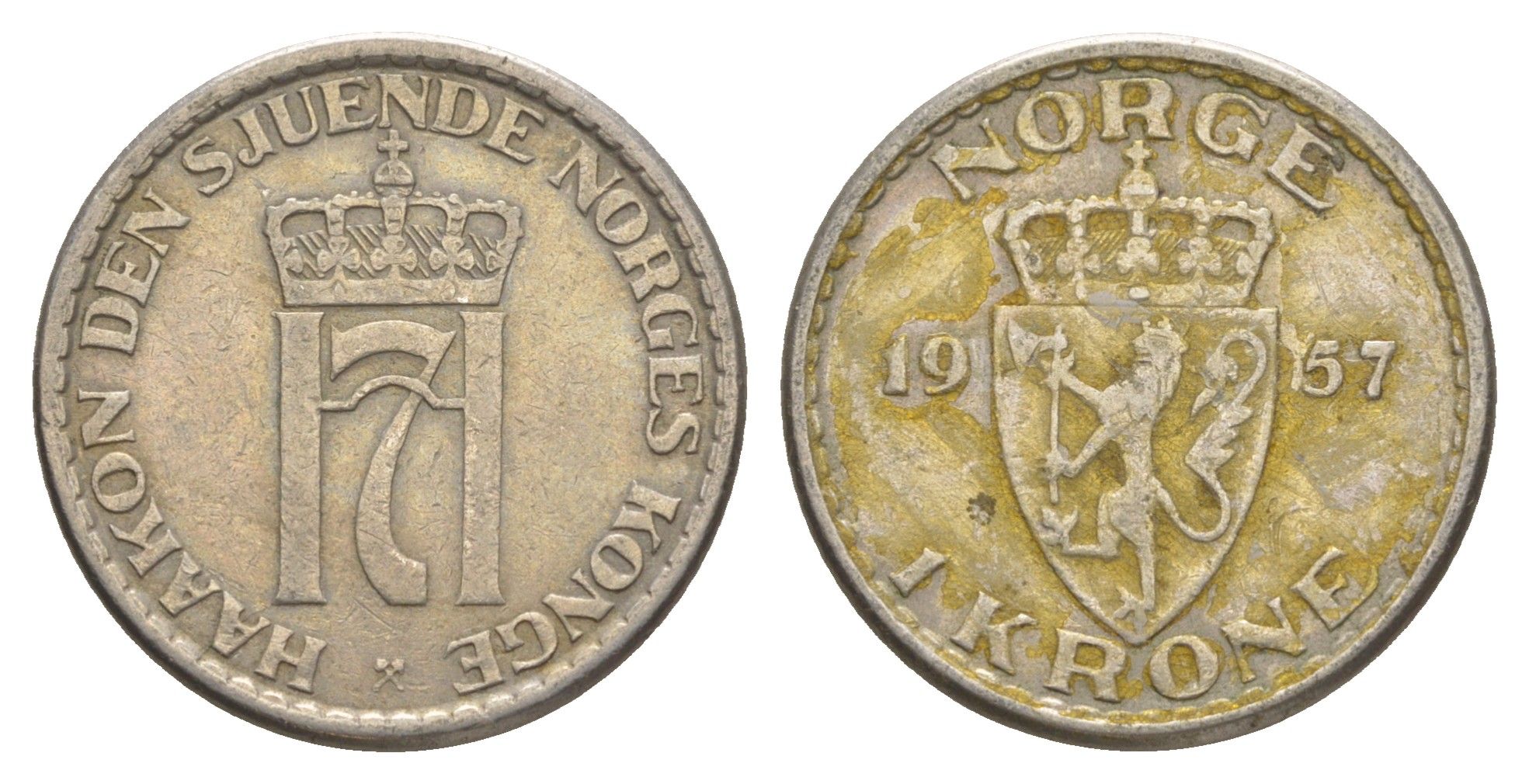 Норвегия 1 крона 1957 Хокон VII (1905-1957) KM 397 медно-никель 4638-1042