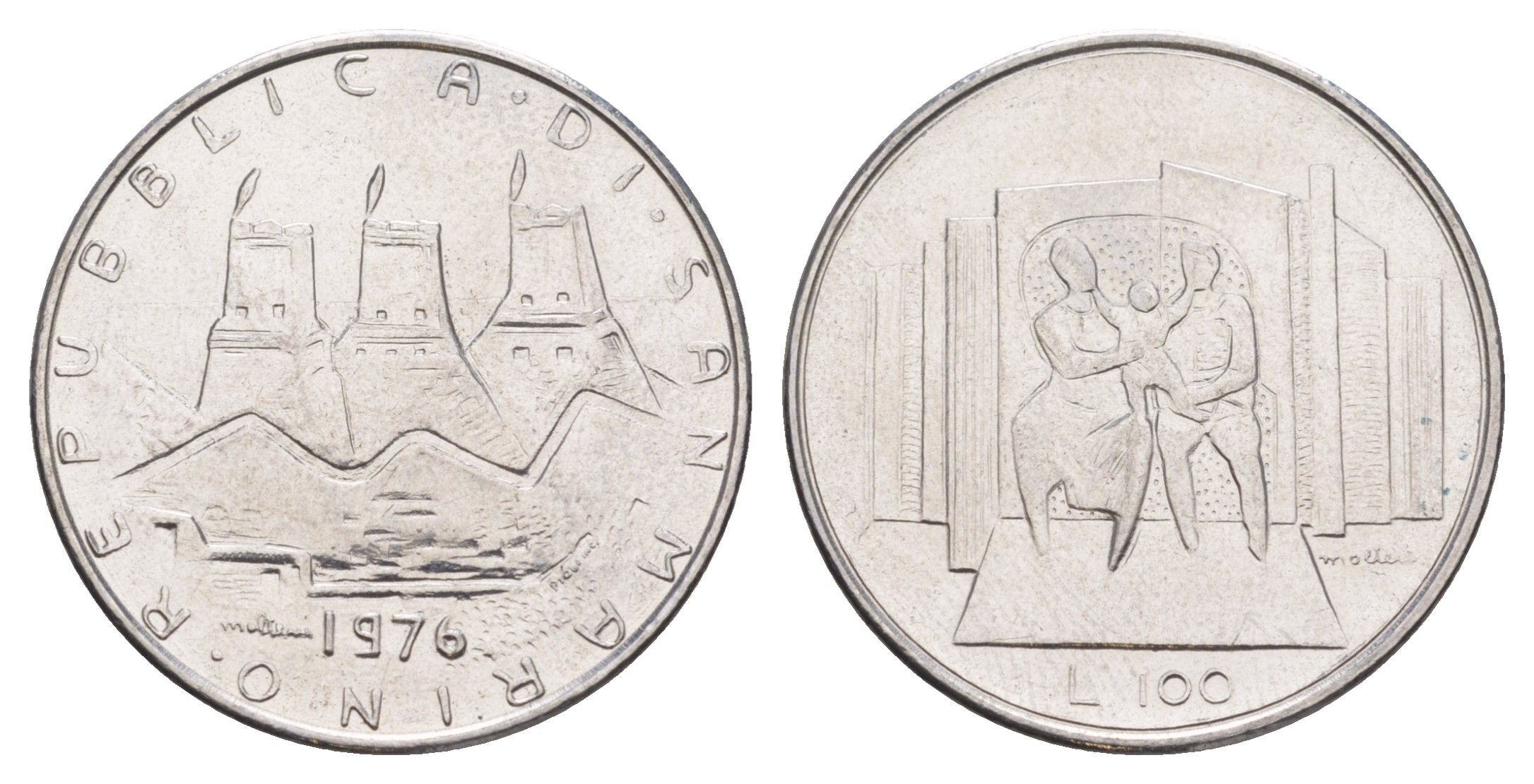 Сан-Марино 100 лир 1976 Республика KM 57 нержавеющая сталь UNC 4648-241