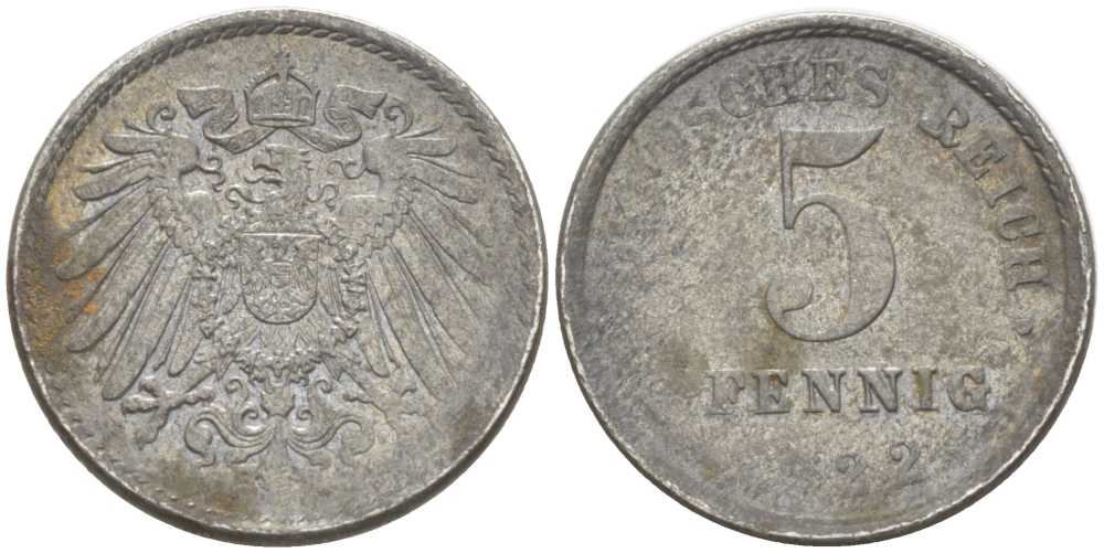 ГЕРМАНИЯ 5 ПФЕННИГОВ 1922 KM 19, J. 297, Weege 5 железо 206-732