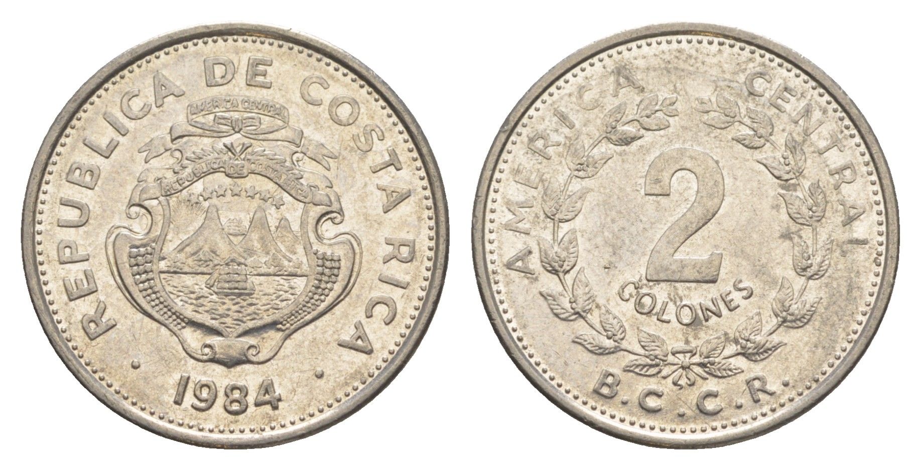 Коста-Рика 2 колона 1984 KM 211.2 нержавеющая сталь 4635-1246