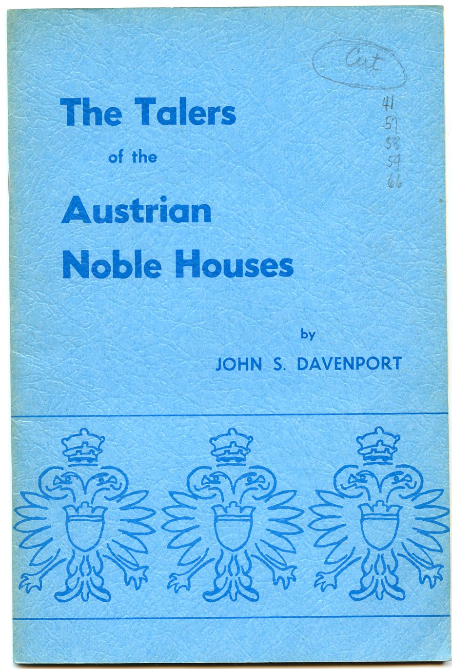 Германия книга "The talers of the Austrian Noble Houses by Davenport" 1972 Талеры Австрии, 64 страниц, мягкий переплет   бумага   00-01-19-11