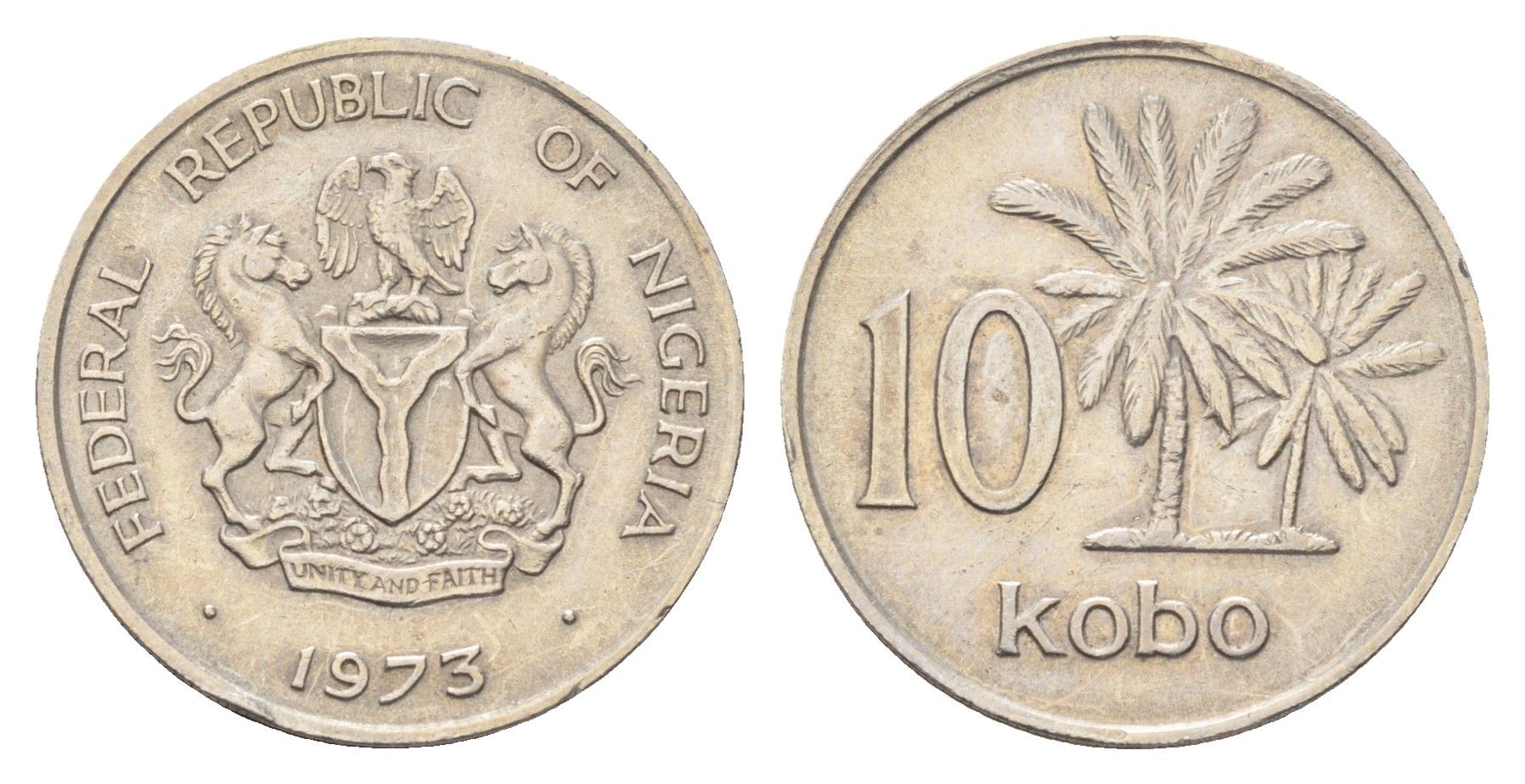 Нигерия 10 кобо 1973 KM 10.1 медно-никель 4706-427