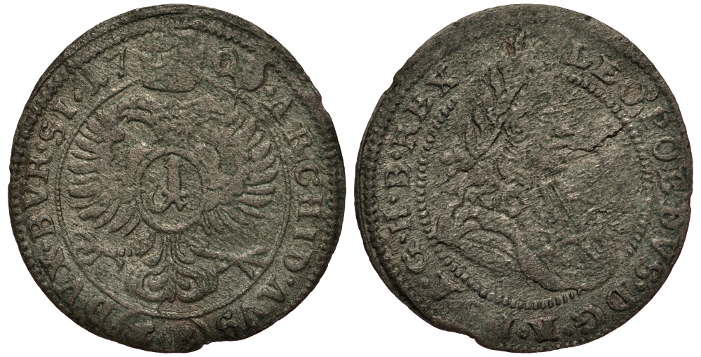 Австрия 1 крейцер 1700 СВ, Леопольд (1657-1705), BRIEG, дом Габсбургов, вес 0,62 гр. Herinek 1807 серебро 1516-714