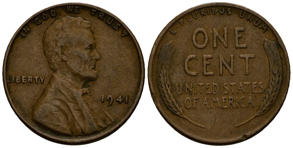 США 1 цент 1941 Линкольн KM 132 бронза 4164-822