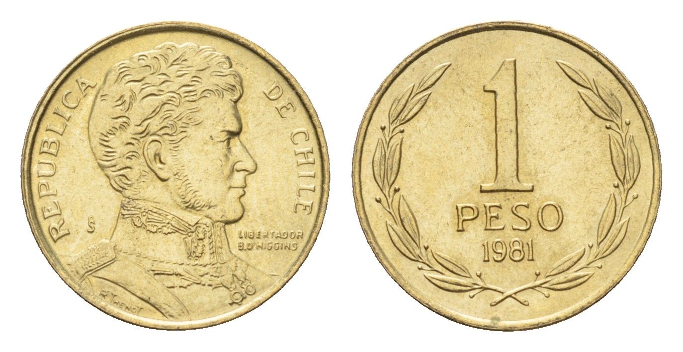 Чили 1 песо 1981 KM 216 алюминиевая бронза UNC 4689-146